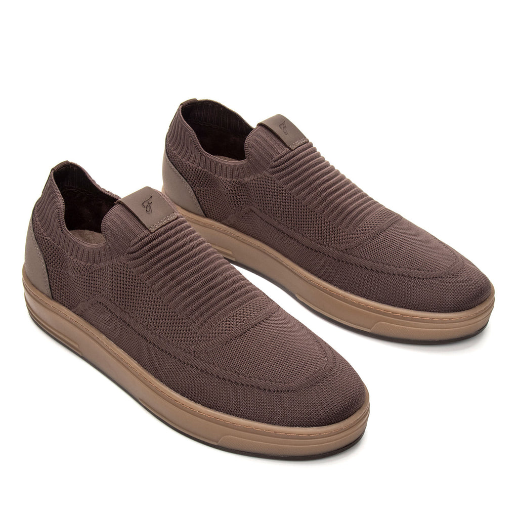 Tênis Casual Masculino Fascar IZI Marrom em Knit