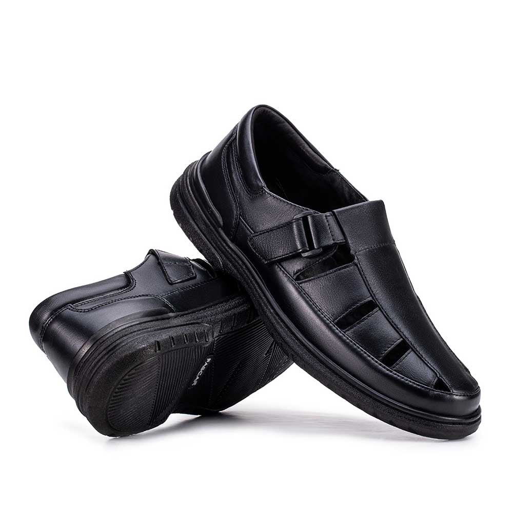 Sandália Masculina Fascar Preta Em Couro