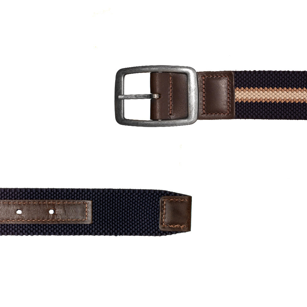 Cinto Masculino Casual Fascar Dupla Face Azul-Marinho Em Lona Flexível