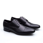 Sapato Masculino Social Fascar Derby Cap Toe Preto Em Couro