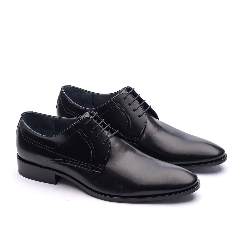 Sapato Masculino Social Fascar Derby Preto Em Couro