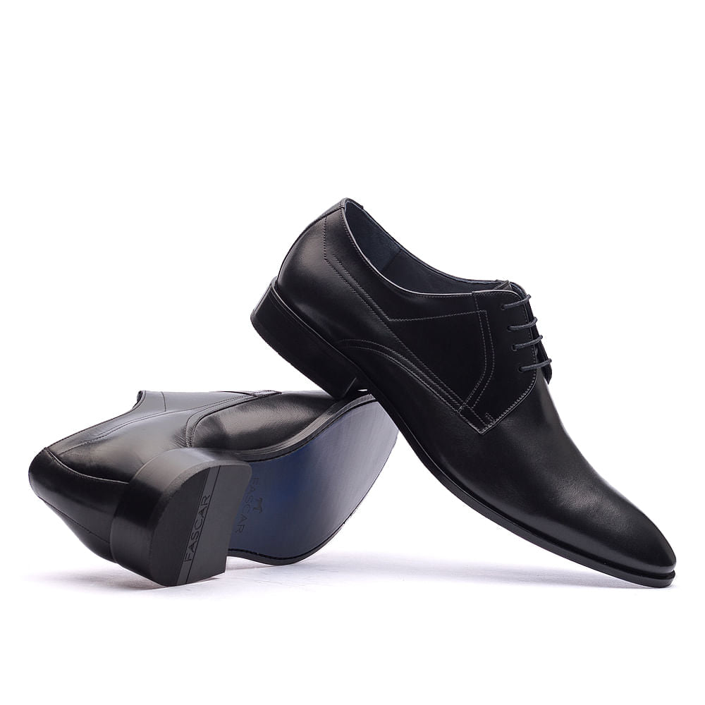 Sapato Masculino Social Fascar Derby Preto Em Couro