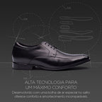 Sapato Masculino Social Fascar Airtech Derby Preto Em Couro