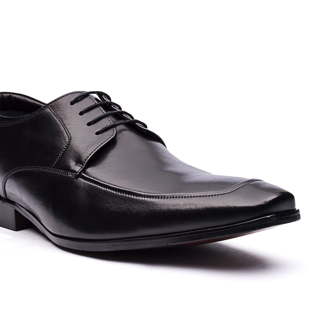 Sapato Masculino Social Fascar Airtech Derby Preto Em Couro