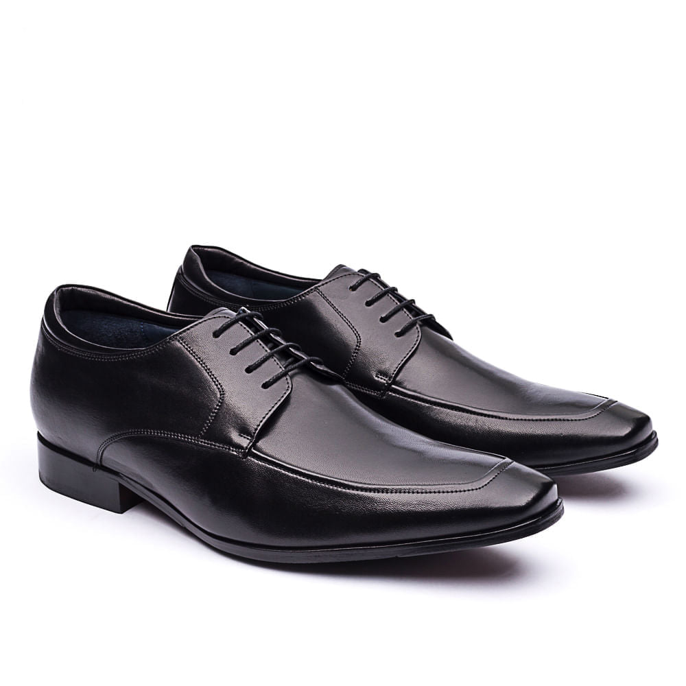 Sapato Masculino Social Fascar Airtech Derby Preto Em Couro