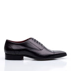 Sapato Masculino Social Fascar Oxford Cap Toe Preto Em Couro