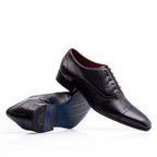 Sapato Masculino Social Fascar Oxford Cap Toe Preto Em Couro