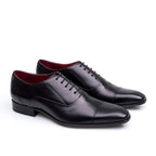 Sapato Masculino Social Fascar Oxford Cap Toe Preto Em Couro