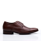 Sapato Masculino Social Fascar Airtech Derby Cap Toe Mouro Em Couro