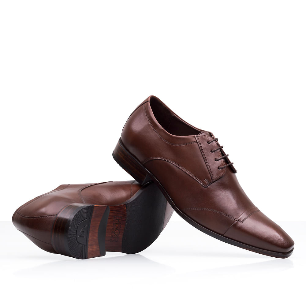 Sapato Masculino Social Fascar Airtech Derby Cap Toe Em Couro
