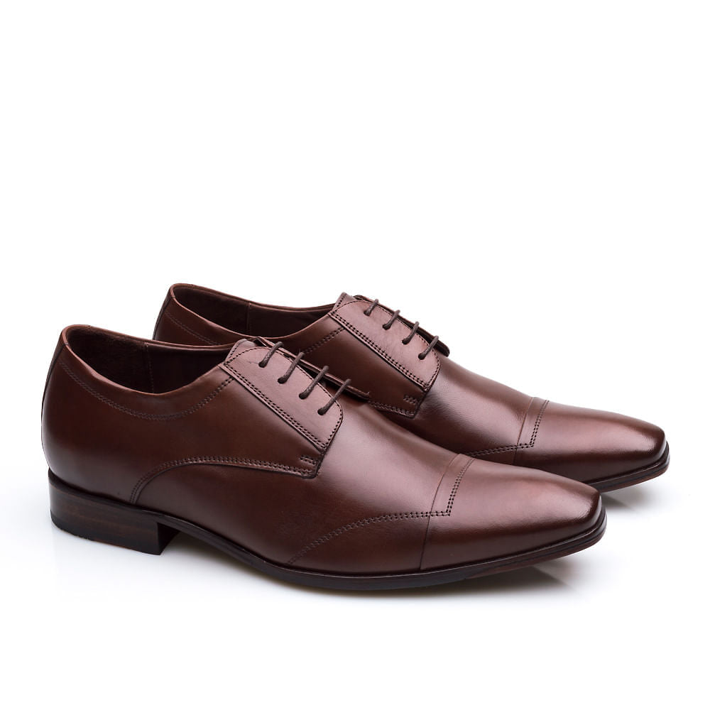 Sapato Masculino Social Fascar Airtech Derby Cap Toe Em Couro