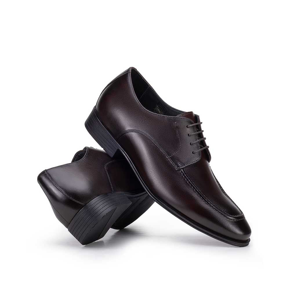 Sapato Masculino Social Fascar Airtech Derby Marrom Em Couro