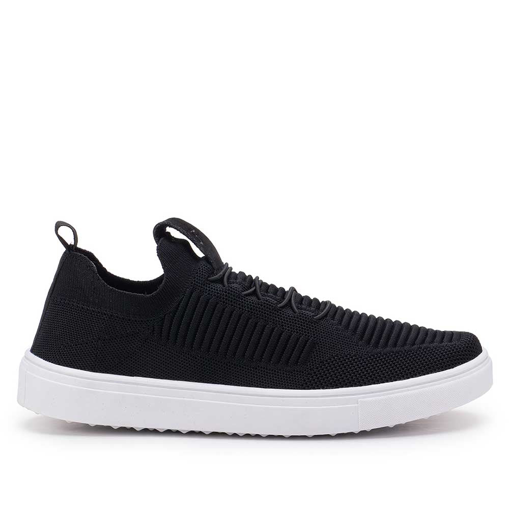 Tênis Masculino Casual Fascar Izi Preto Em Knit