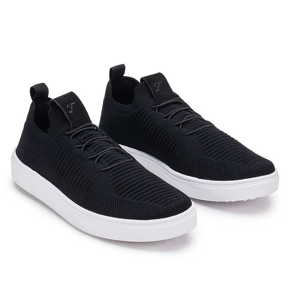 Tênis Masculino Casual Fascar Izi Preto Em Knit