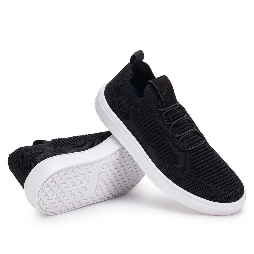 Tênis Masculino Casual Fascar Izi Preto Em Knit