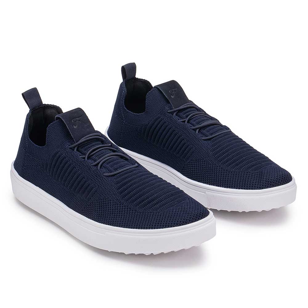 Tênis Masculino Casual Fascar Izi Azul-Marinho Em Knit