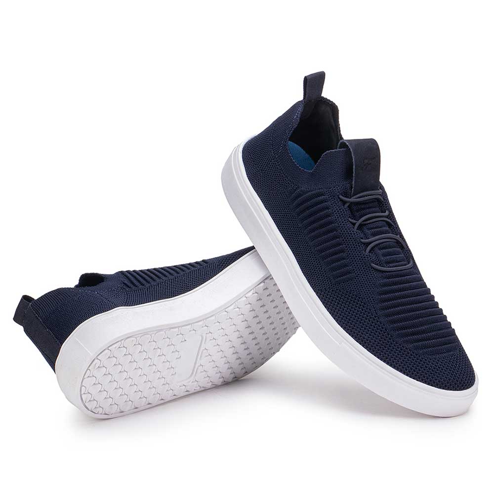 Tênis Masculino Casual Fascar Izi Azul-Marinho Em Knit