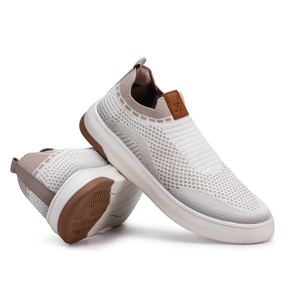 Tênis Masculino Casual Fascar Izi Off-White Em Knit