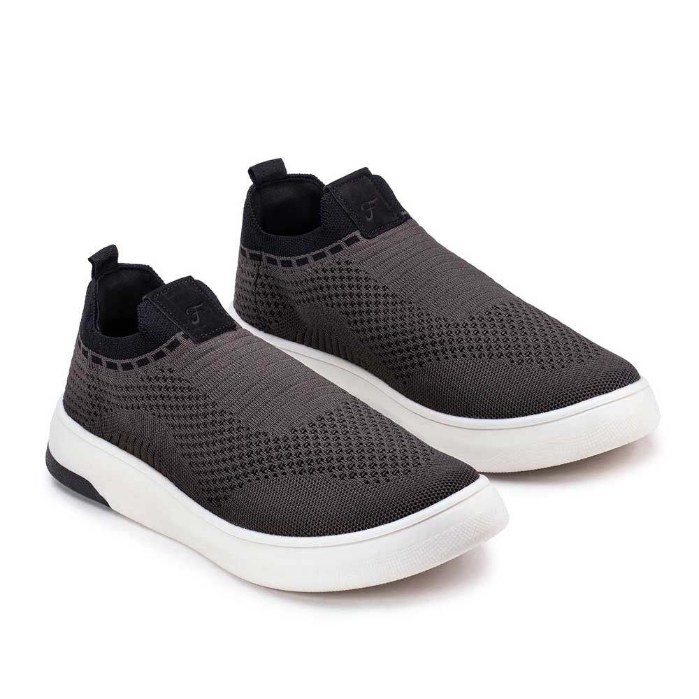 Tênis Masculino Casual Fascar Izi Cinza Em Knit