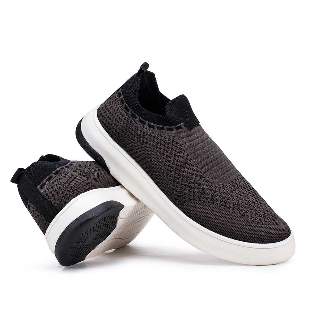 Tênis Masculino Casual Fascar Izi Cinza Em Knit