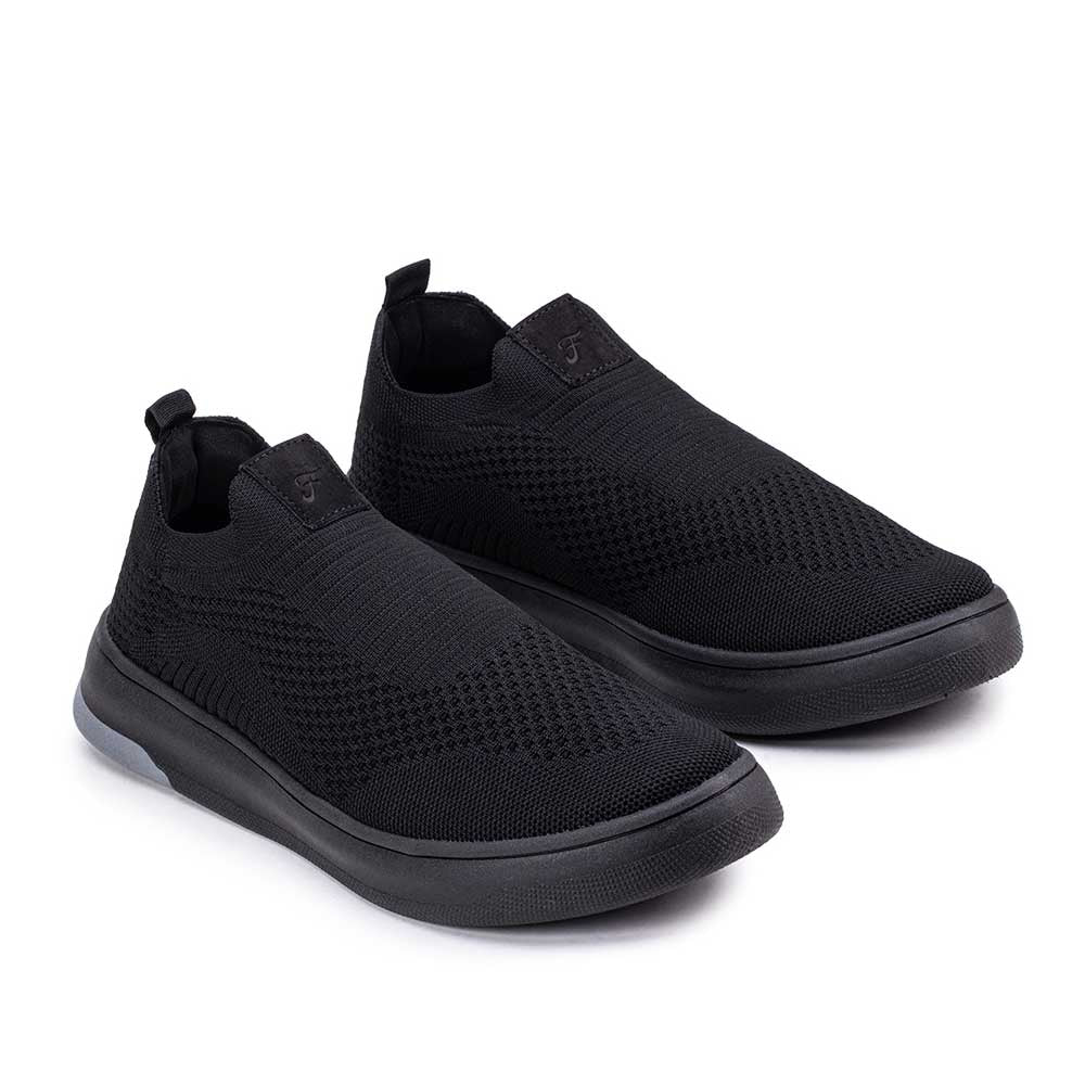 Tênis Masculino Casual Fascar Izi Preto Em Knit