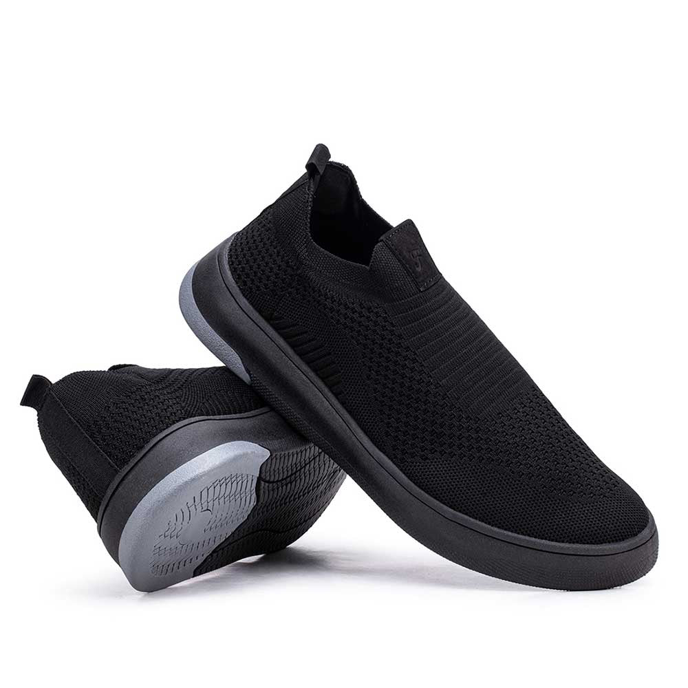 Tênis Masculino Casual Fascar Izi Preto Em Knit