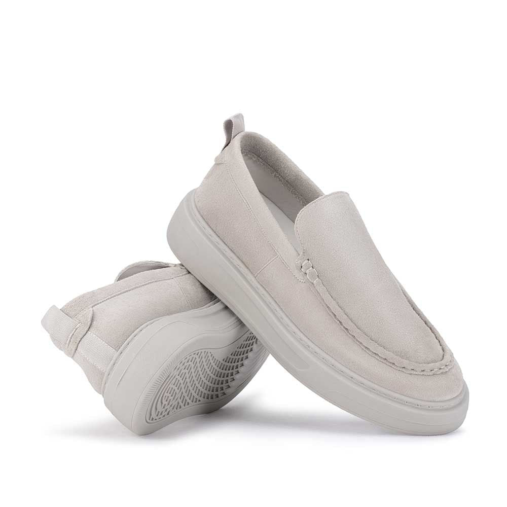 Tênis Masculino Casual Slip-On Fascar Off-White em Couro