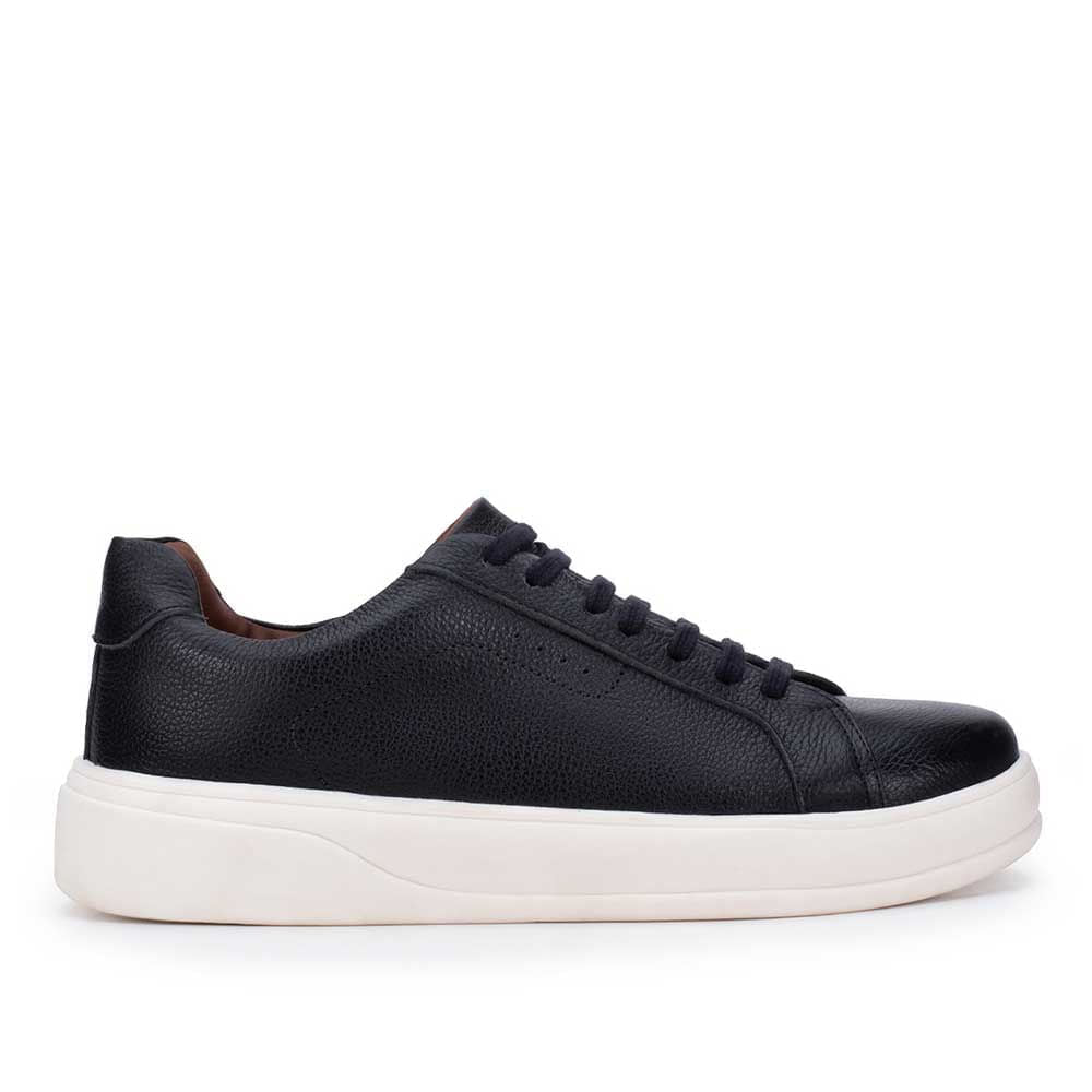 Tênis Masculino Casual Fascar Almada Preto Em Couro