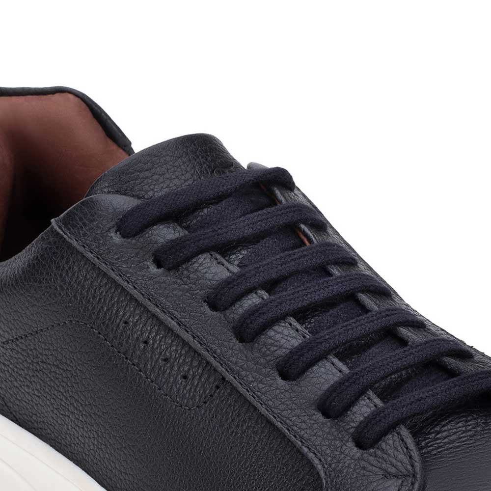 Tênis Masculino Casual Fascar Almada Preto Em Couro