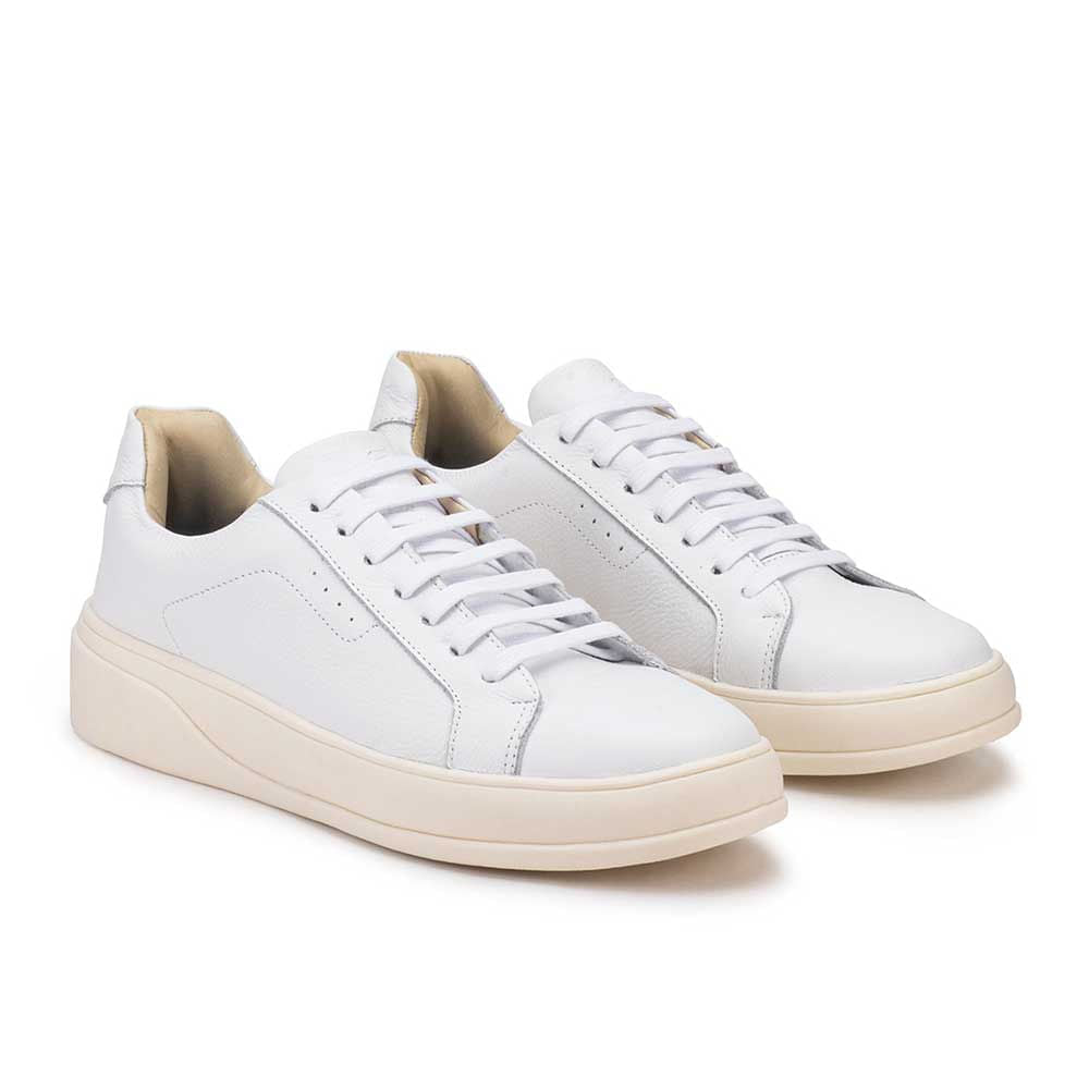 Tênis Masculino Casual Fascar Almada Branco Em Couro