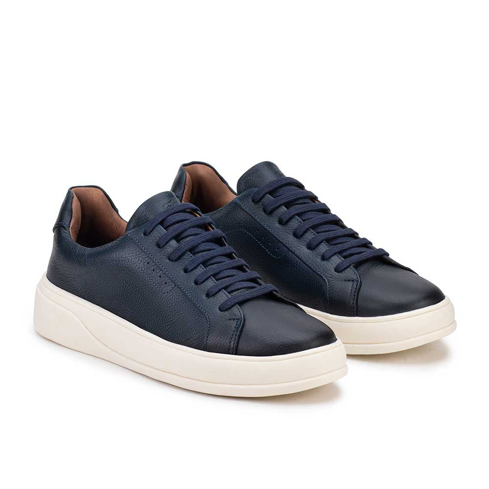 Tênis Masculino Casual Fascar Almada Azul Em Couro