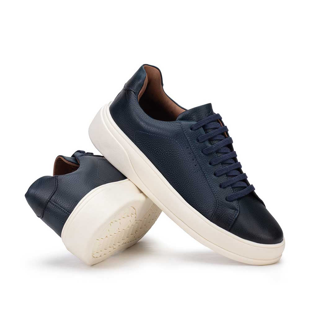 Tênis Masculino Casual Fascar Almada Azul Em Couro