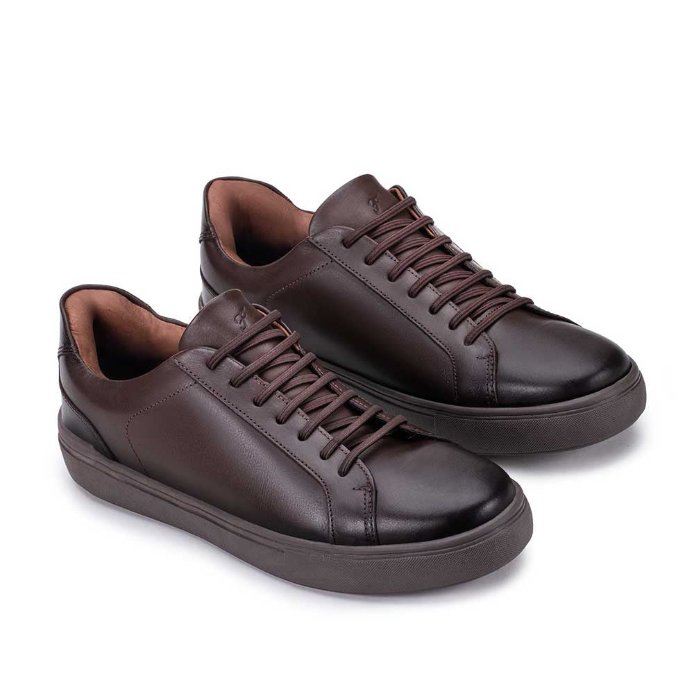 Sapatênis Masculino Casual Fascar Braga Marrom Em Couro