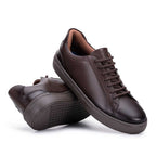Sapatênis Masculino Casual Fascar Braga Marrom Em Couro