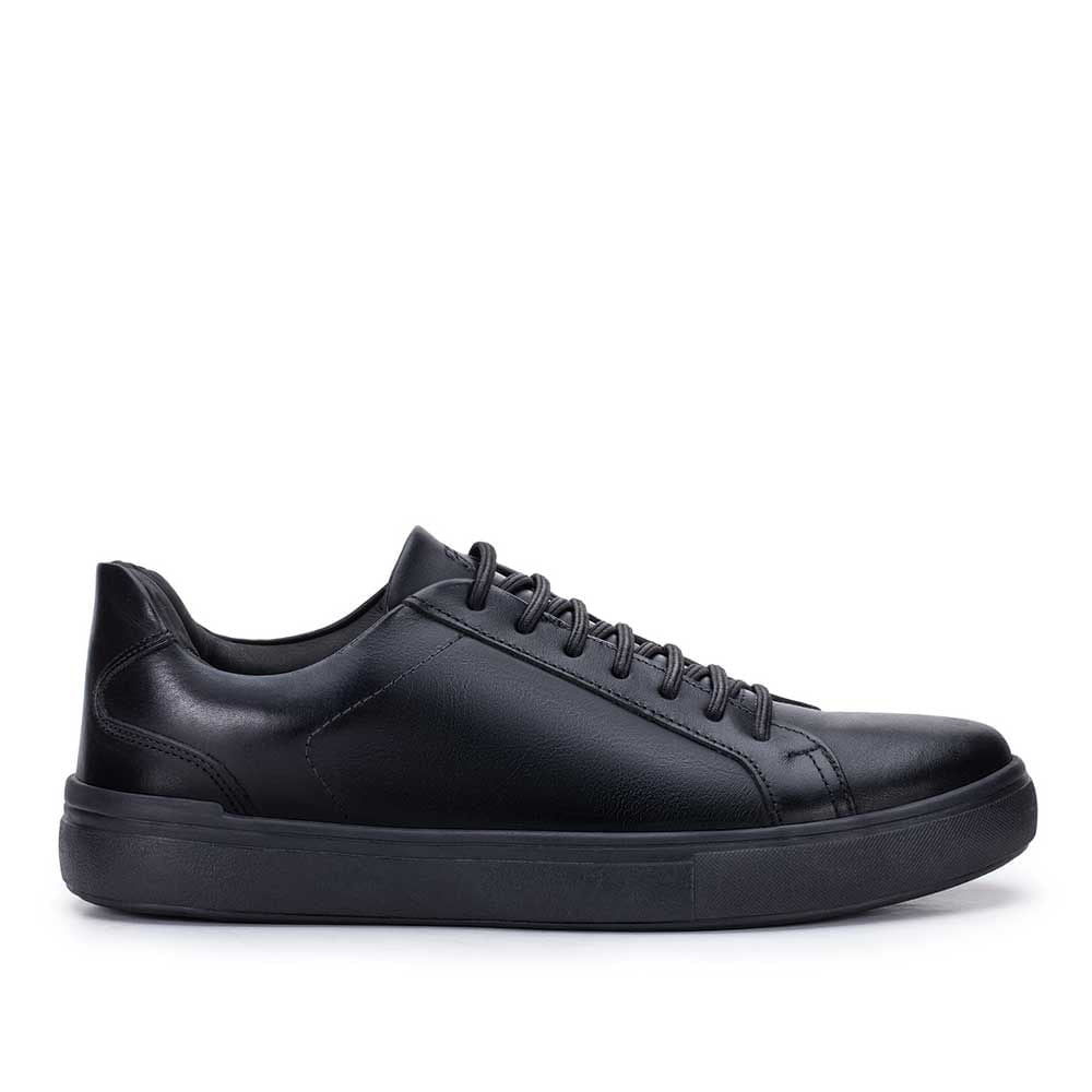 Sapatênis Masculino Casual Fascar Braga Preto Em Couro