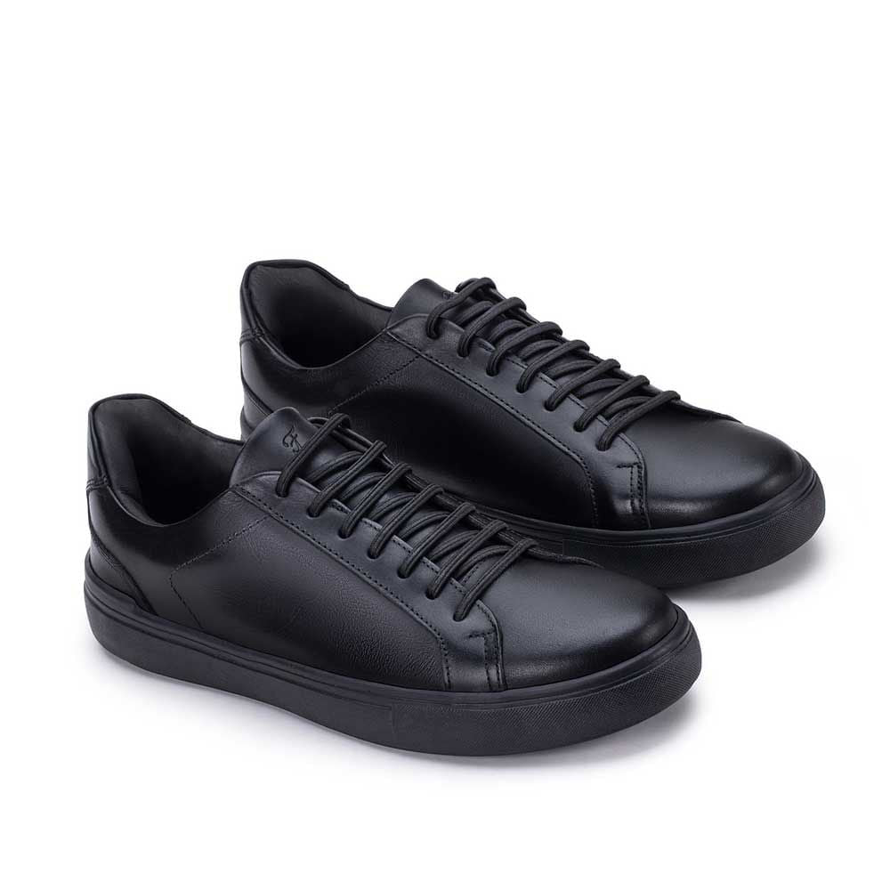 Sapatênis Masculino Casual Fascar Braga Preto Em Couro