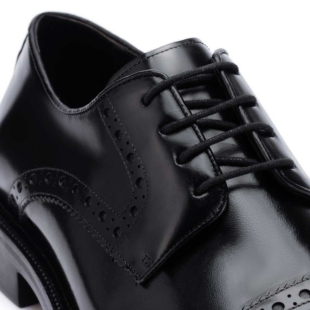 Sapato Masculino Social Derby com Brogue Fascar Preto em Couro