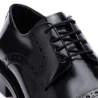 Sapato Masculino Social Derby com Brogue Fascar Preto em Couro