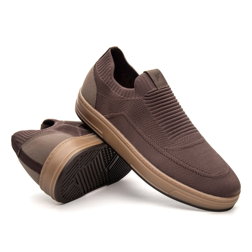 Tênis Casual Masculino Fascar IZI Marrom em Knit