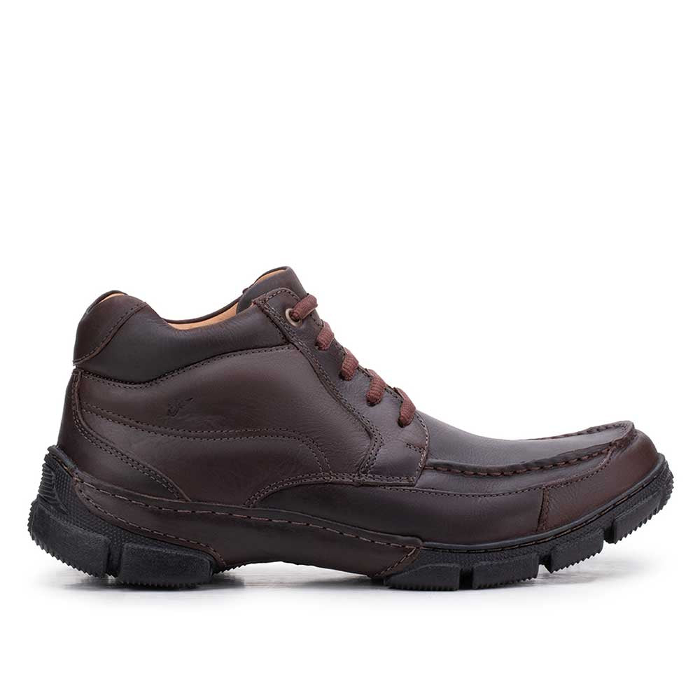 Bota Masculina Casual Fascar Marrom Em Couro