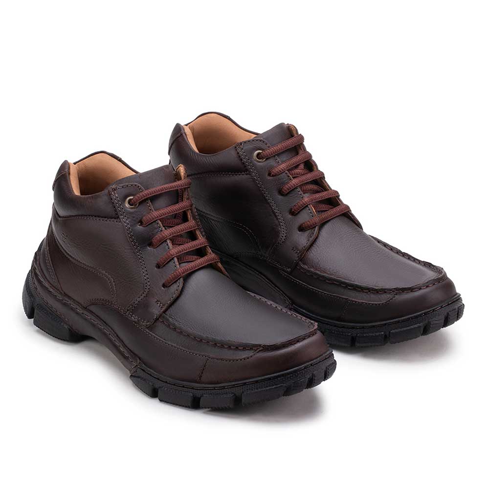 Bota Masculina Casual Fascar Marrom Em Couro