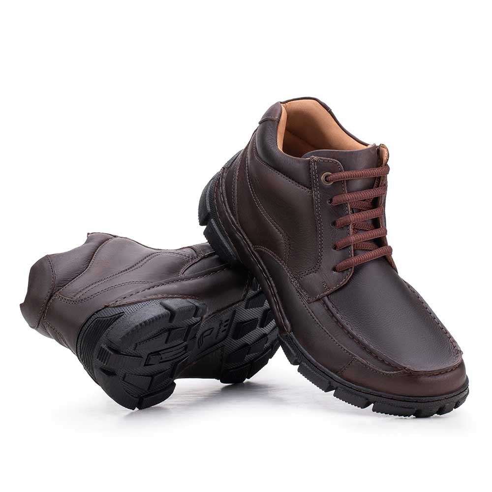 Bota Masculina Casual Fascar Marrom Em Couro