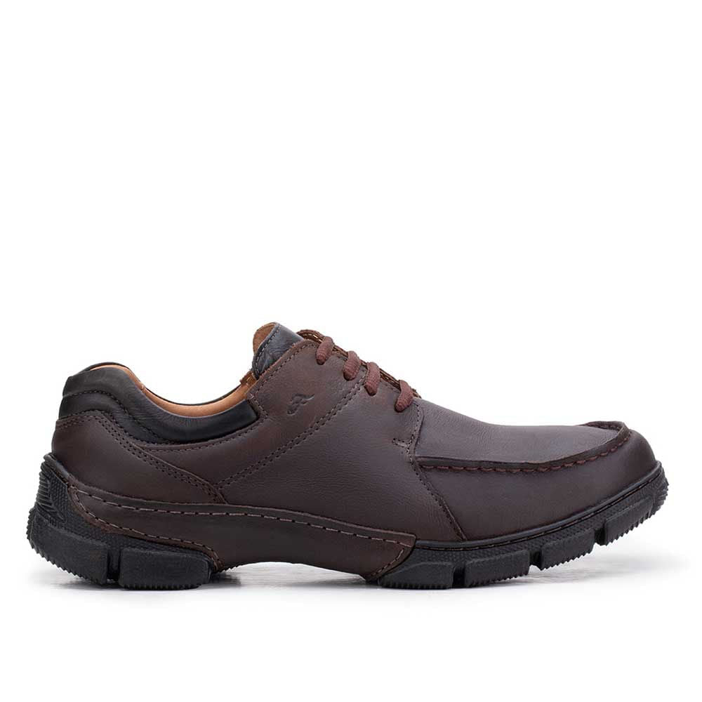 Sapato Masculino Casual Fascar Derby Marrom Em Couro