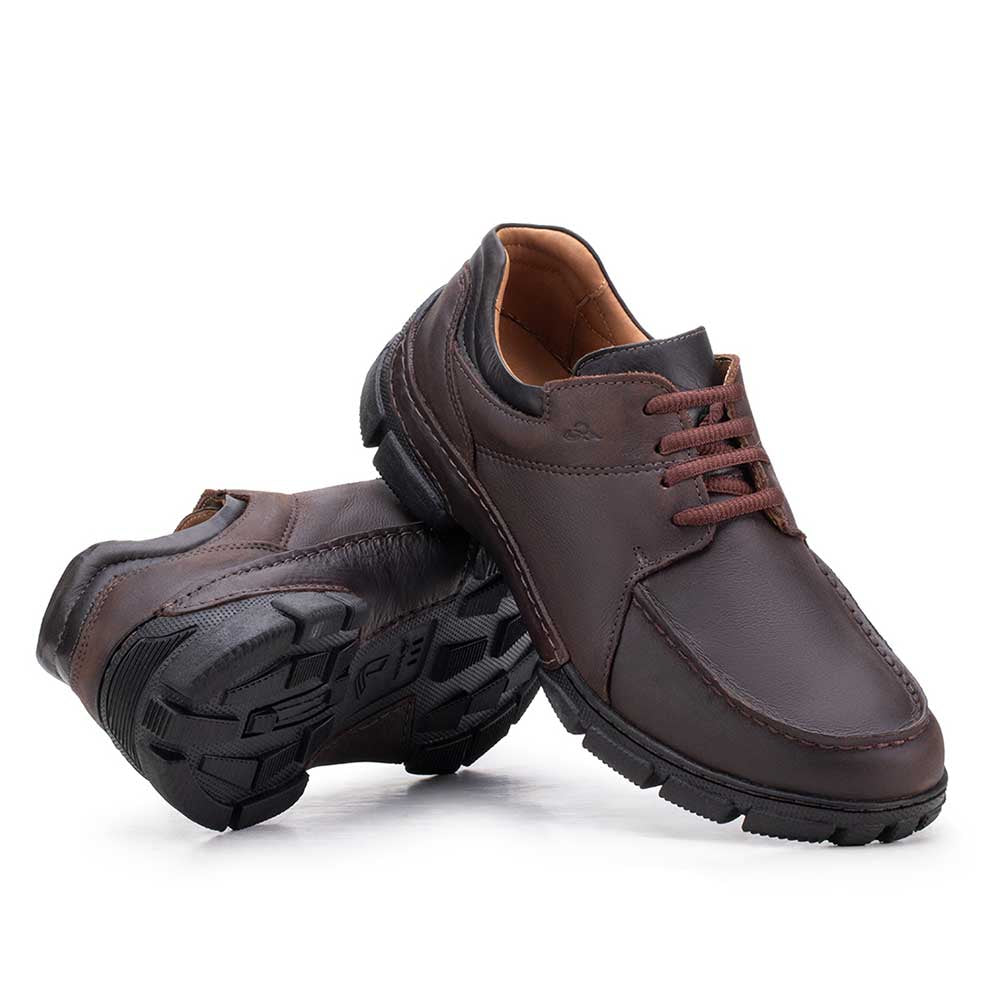 Sapato Masculino Casual Fascar Derby Marrom Em Couro
