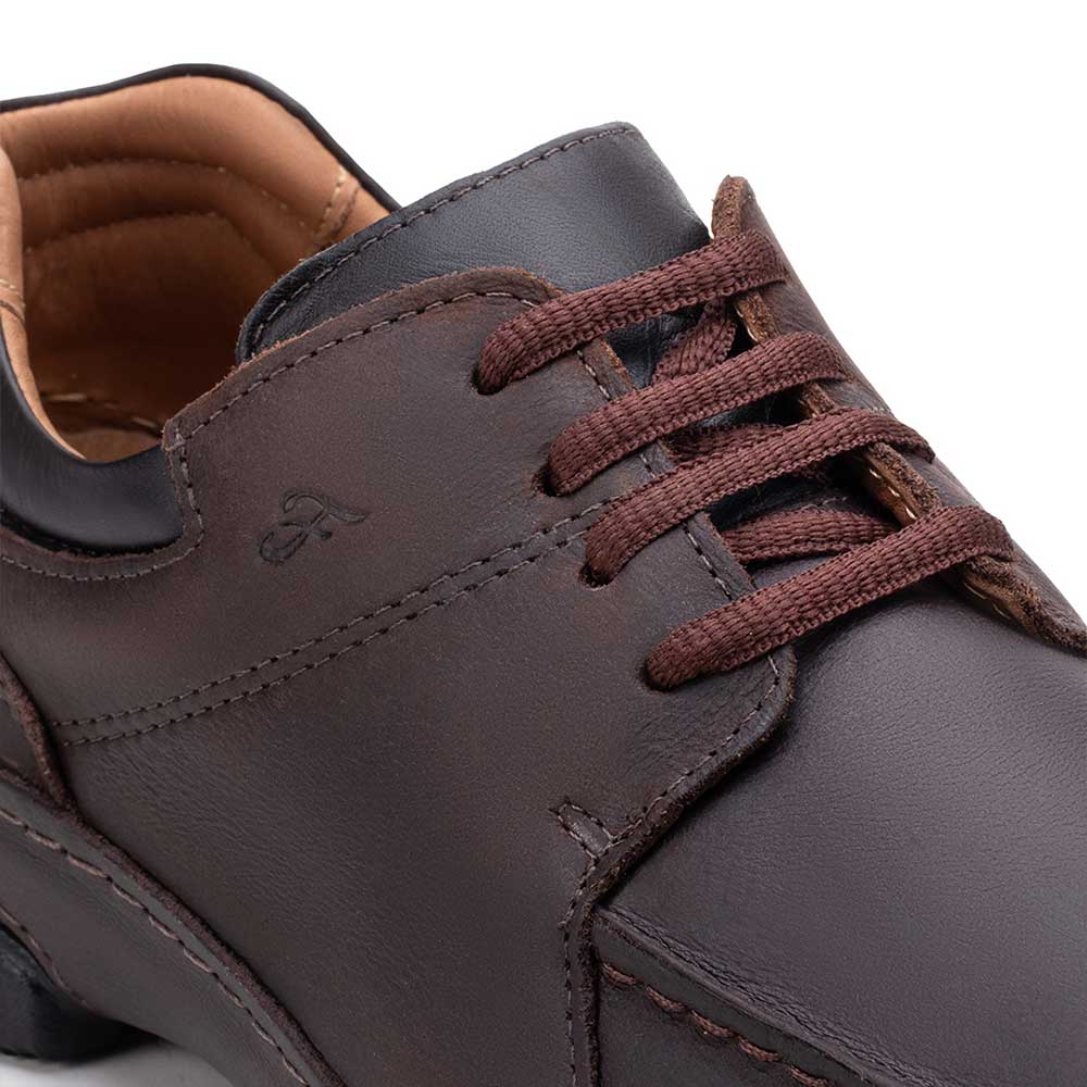 Sapato Masculino Casual Fascar Derby Marrom Em Couro
