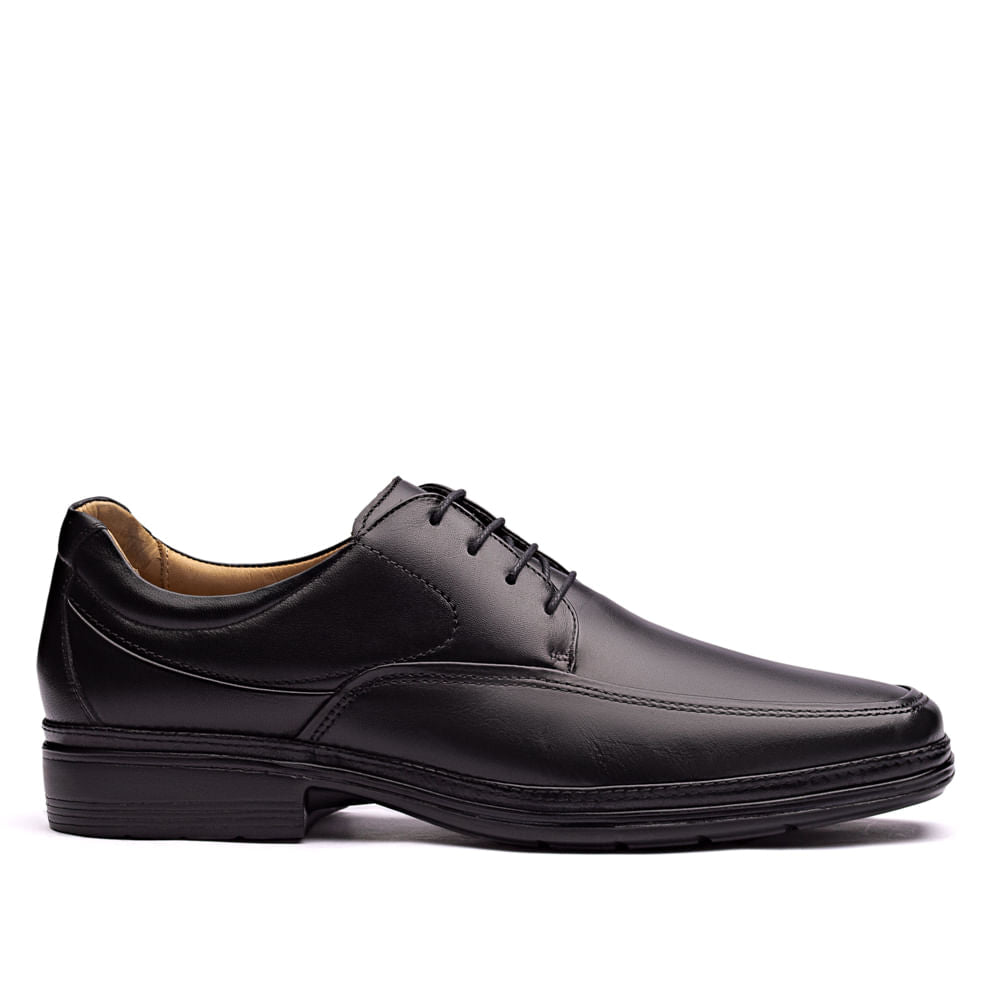 Sapato Masculino Social Fascar Lite Derby Preto em Couro