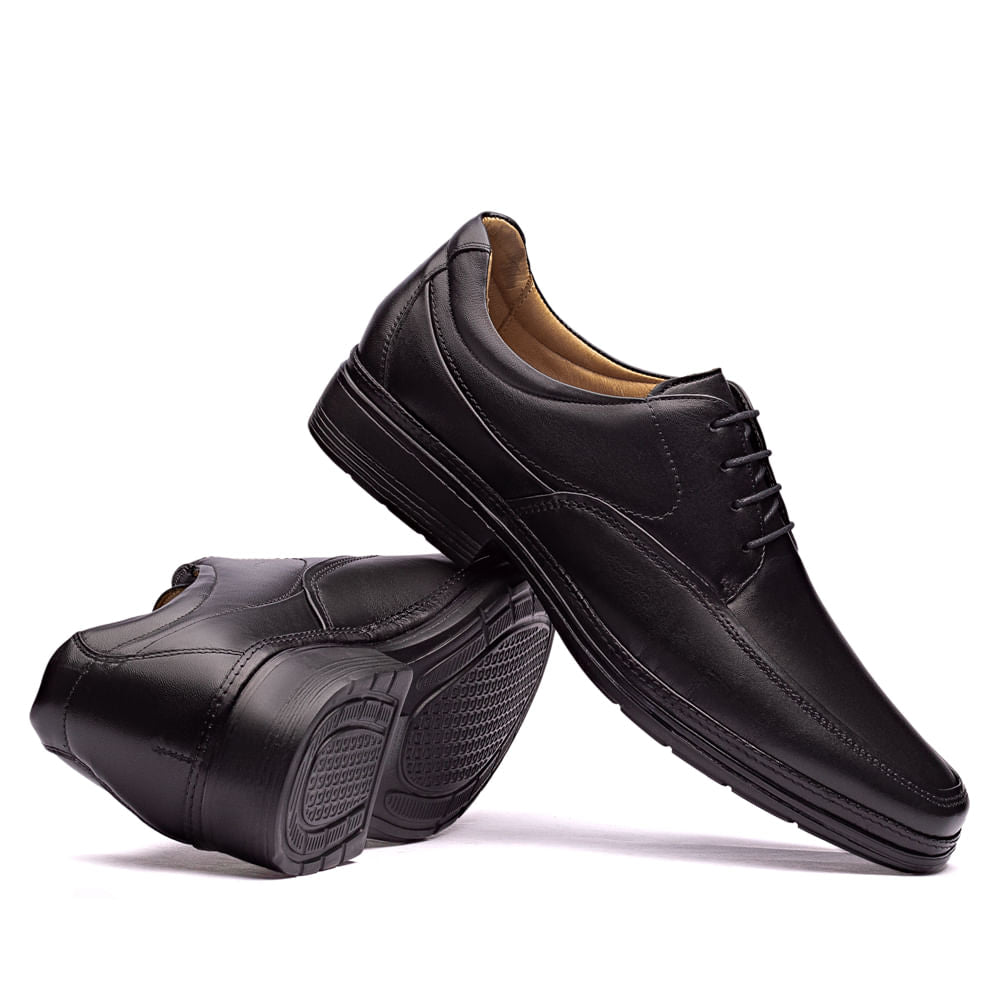 Sapato Masculino Social Fascar Lite Derby Preto em Couro