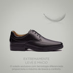 Sapato Masculino Social Fascar Lite Derby Preto em Couro