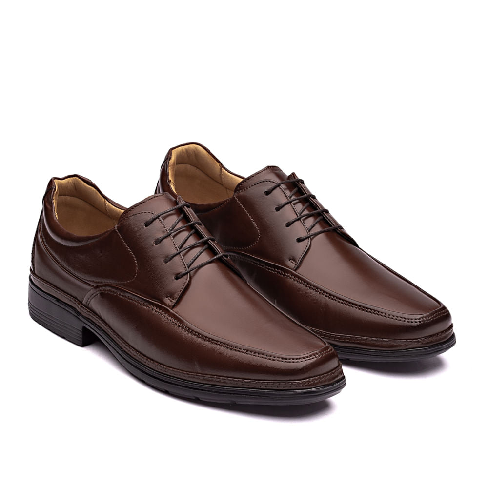 Sapato Masculino Social Fascar Lite Derby Café em Couro