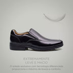 Mocassim Masculino Social Fascar Lite Preto em Couro